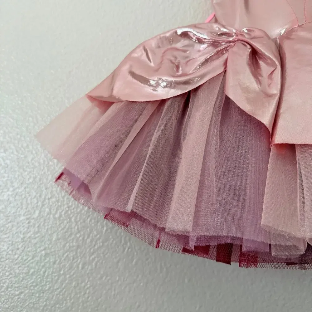 Tutu School pink metallic tulle ballet dress costume
